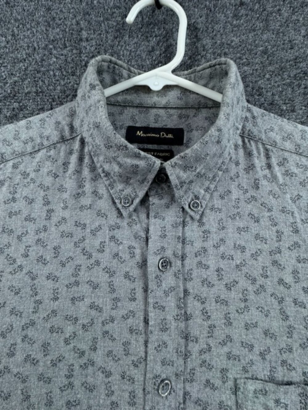 Massimo Dutti Flannel Medium Finest Fabric Button-Down Gray Pocket Men Shirt